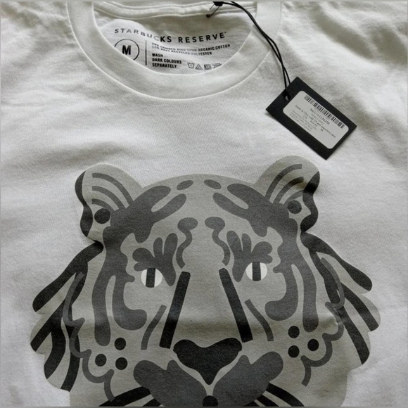 RARE! Starbucks Reserve T Shirt Tiger White Medium Unisex Women Men NWT - Picture 5 of 5